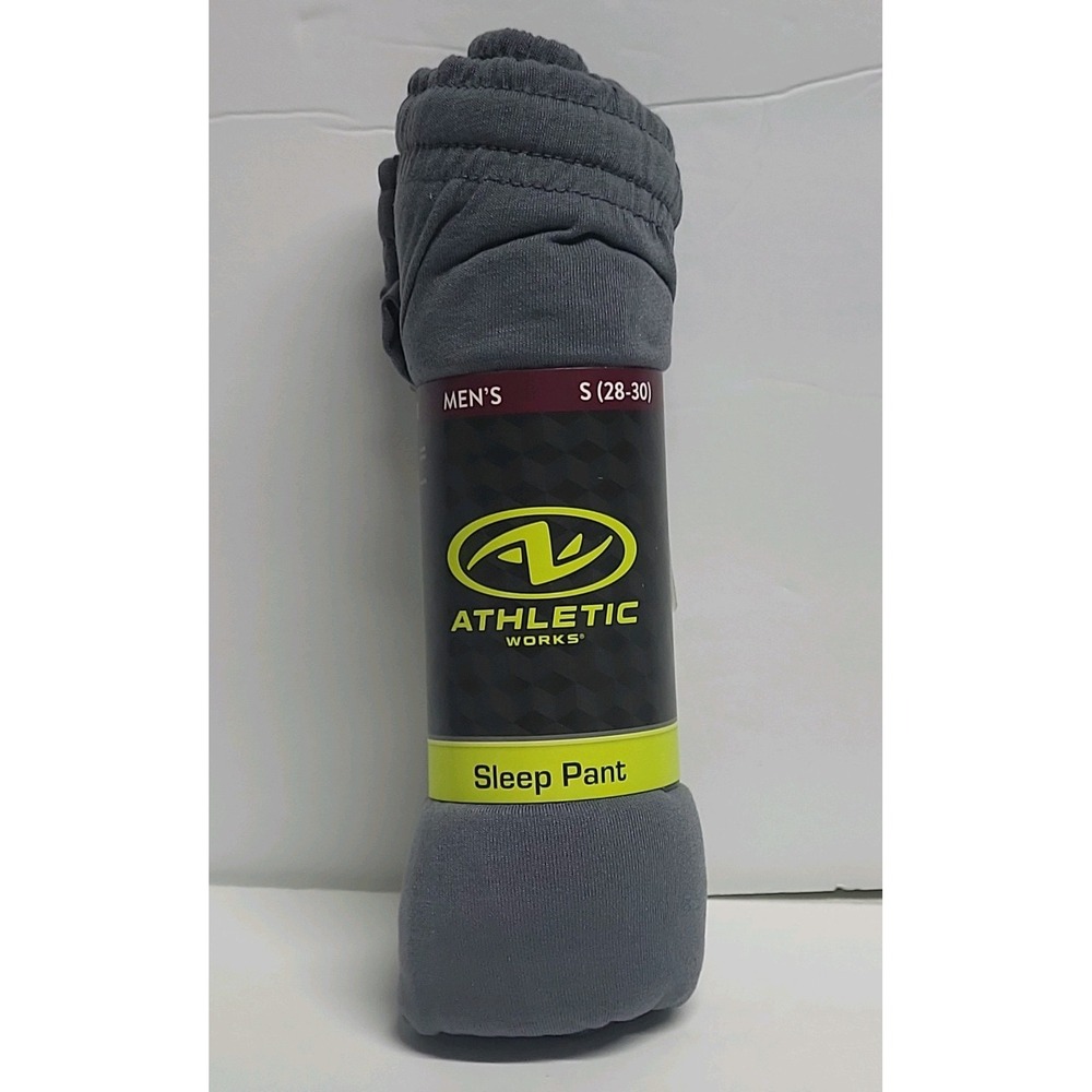 Athletic Works Mens Lightweight Sleep Pants Small w/ Drawstring & Pockets Grey